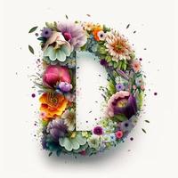 letter d containing flowers on a white background photo