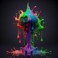 Colorful color water drop explosion mushroom, dripping paint splash photo