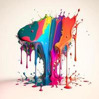 Colorful color water drop explosion mushroom, dripping paint splash photo