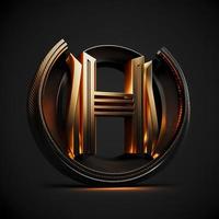 logo para el letra h con un moderno clásico estilo ,3d alfabeto en negro antecedentes foto