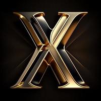 Logo for the letter X with a modern classic style ,3d alphabet on black background photo