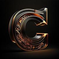 Logo for the letter C with a modern classic style ,3d alphabet on black background photo