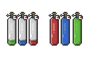 oxygen tube with different color in pixel art style vector