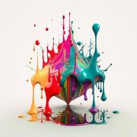 Colorful color water drop explosion mushroom, dripping paint splash photo