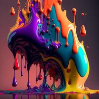 Colorful color water drop explosion mushroom, dripping paint splash photo