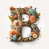 letter B containing flowers on a white background photo