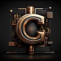 Logo for the letter C with a modern classic style ,3d alphabet on black background photo