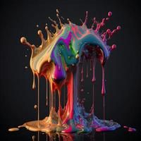 Colorful color water drop explosion mushroom, dripping paint splash photo