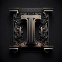 Logo for the letter I with a modern classic style ,3d alphabet on black background photo