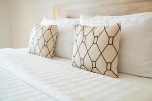 comfortable pillows decorate on bed photo