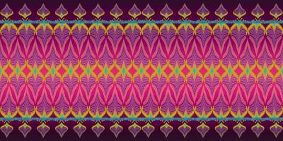 Beautiful colorful Thai knitted embroidery.Geometric ethnic oriental pattern traditional Design for background,carpet,wallpaper,clothing,wrapping,Batik,fabric,Vector embroidery style, clipping path photo