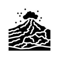 volcán rock paisaje glifo icono vector ilustración