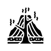 estratovolcán lava glifo icono vector ilustración