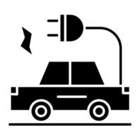 icono de vector de coche eléctrico