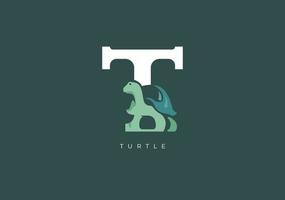 Tortuga t monograma, vector logo