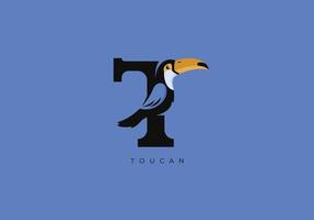 tucán t monograma, vector logo