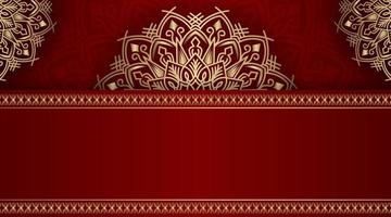 Red background with golden mandala ornament vector