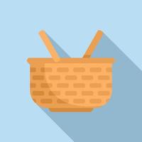 Food basket icon flat vector. Empty bag vector