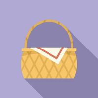 Hamper basket icon flat vector. Picnic bag vector