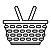 Long handle basket icon outline vector. Picnic bag vector