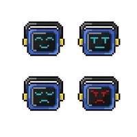 monitor head with different face in pixel art style vector