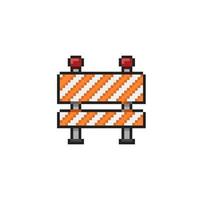 traffic barrier in pixel art style vector