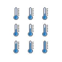 frío temperatura indicador conjunto en píxel Arte estilo vector