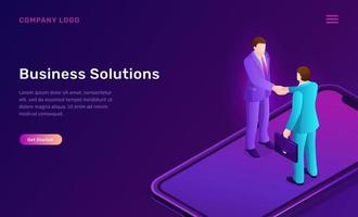 Business solution and agreement isometric concept vector