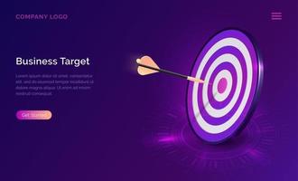 Business target isometric, dart board with arrow vector