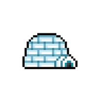igloo house in pixel art style vector
