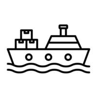 icono de vector de barco de carga