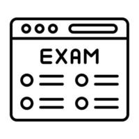 icono de vector de examen en línea