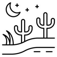 Desierto noche paisaje vector icono
