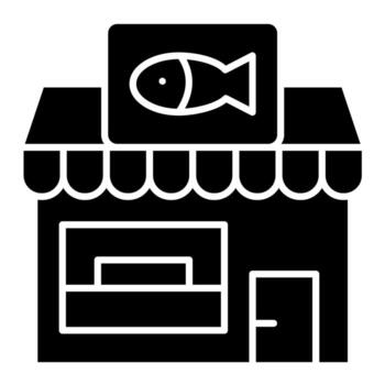 pescado tienda vector icono