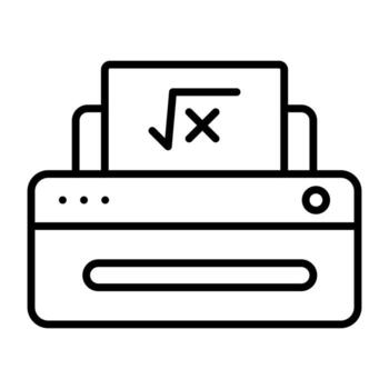 icono de vector de hoja de matemáticas de impresión