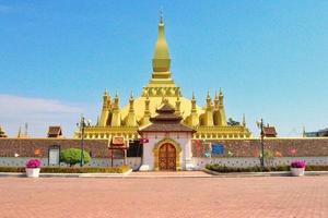 Pha That Luang Stupa in Vientiane capital city of Laos. photo
