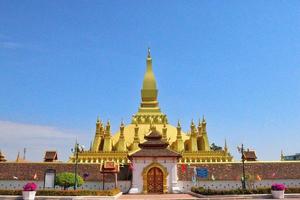 Pha That Luang stupa. Golden Pagoda in Vientiane capital, Laos photo