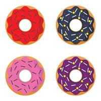 set of colorful donut icons, modern flat design on white background. vector illustration
