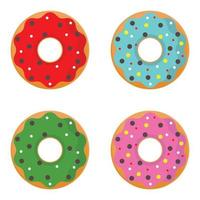 set of colorful donut icons, modern flat design on white background. vector illustration