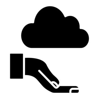 nube en manos vector icono
