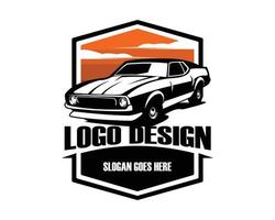 Ford mustang car silhouette on white background vector isolated. Best for logo, badge, emblem, icon, sticker design, car industry.