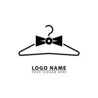 line shape clothes hanger and bow tie vector logo icon.