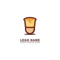 bread and coffee container vector logo icon.