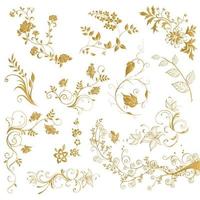 vector gold hand drawn plant leafs