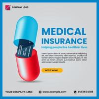 Medical Insurance Advertisement. Social Media Template. vector