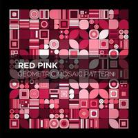 Red Pink Geometric Mosaic Pattern vector