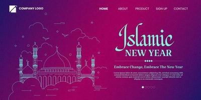 Gradient Islamic New Year Landing Page Template vector