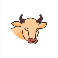 simple cow head illustration beef flavor label element vector