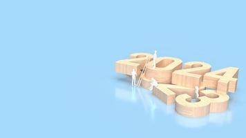Wood number 2023 and 2024 for Business concept 3d rendering photo