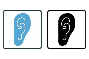 Ear icon illustration. icon related to human organ. Solid icon style. Simple vector design editable